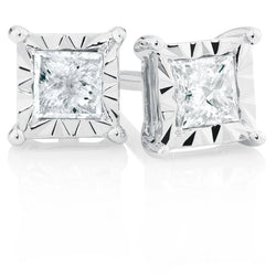 Boucles D'oreilles Réel Diamant Taille Princesse 2 Ct En Or Blanc 14K Nouveau