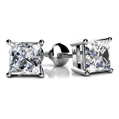 Boucles D'oreilles Réel Diamant Taille Princesse 4 Carats En Or Blanc 14K Nouveau