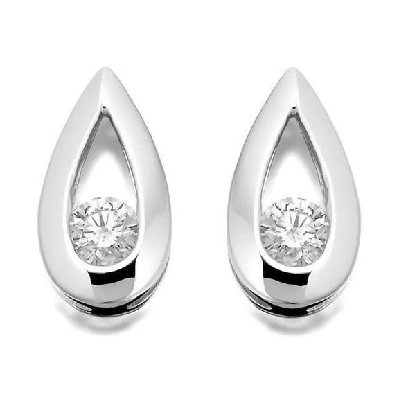 Boucles D'oreilles Réel Diamants Coupe Ronde 2 Ct Nouvel Or Blanc Scintillant