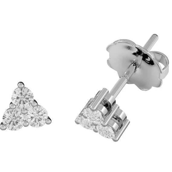 Boucles D'oreilles Réel Diamants Coupe Ronde 2.40 Carats En Or Blanc 14K