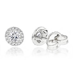 Boucles D'oreilles Réel Diamants Etincelants Coupe Ronde de 3.20 Carats En Or Blanc 14k