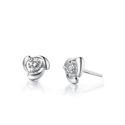Boucles D'oreilles Réel Diamants Ronds 2 Carats Pour Femmes