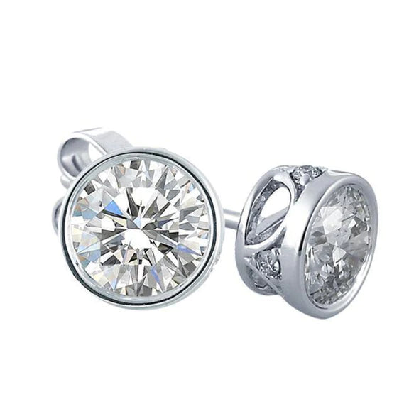 Boucles D'oreilles Réel Diamants Ronds Brillants De 5.80 Cts Etincelants Blanc