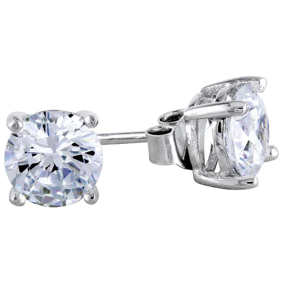 Boucles D'oreilles Réel Diamants Ronds Etincelants De 3.20 Ct Pour Dames En Or Blanc 14K