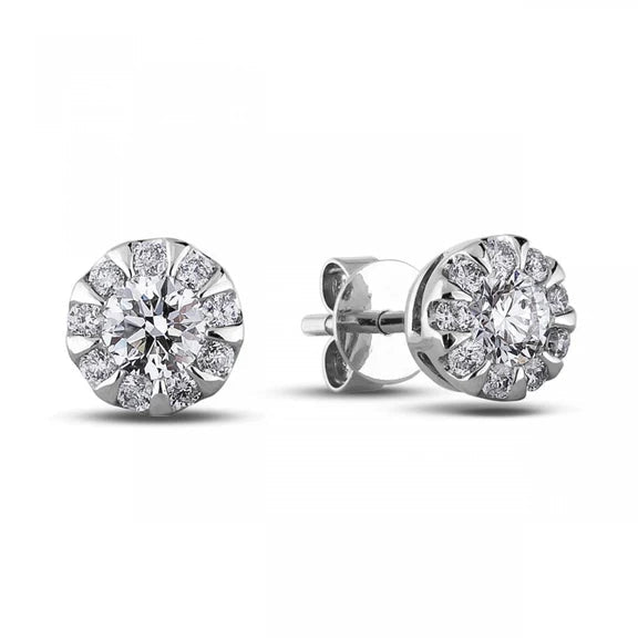 Boucles D'oreilles Réel Diamants Ronds Etincelants De 3.80 Ct Pour Femme En Or Blanc