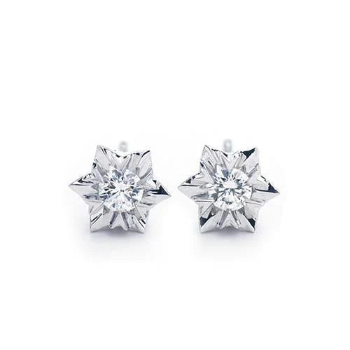 Boucles D'oreilles Réel Diamants Ronds Scintillants 2 Carats Or Blanc