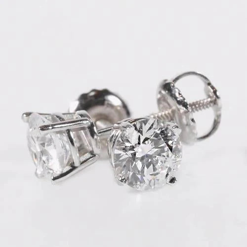 Boucles D'oreilles Réel Diamants Ronds