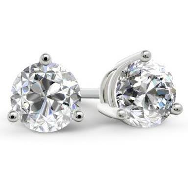 Boucles D'oreilles Réel Diamants Sertis 3 Griffes Taille Brillant 5.50 Ct En Or Blanc