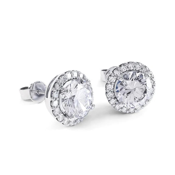 Boucles D'oreilles Réel Diamants Taille Brillant 2.36 Ct Pour Femmes Halo