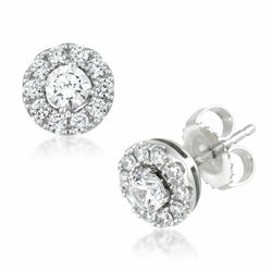 Boucles D'oreilles Réel Diamants Taille Brillant Etincelant De 2.40 Ct Pour Femme Halo