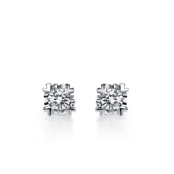 Boucles D'oreilles Réel Diamants Taille Brillant Etincelants De 2.50 Cts En Or Blanc 14K