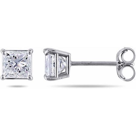 Boucles D'oreilles Réel Diamants Taille Princesse Etincelante De 3.20 Ct En Or Blanc