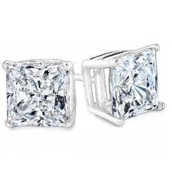 Boucles D'oreilles Réel Diamants Taille Princesse Etincelante De 4.50 Cts En Or Blanc 14K