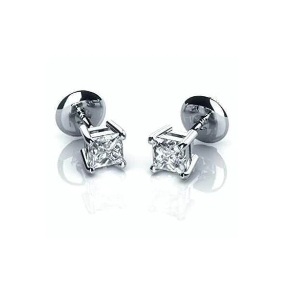 Boucles D'oreilles Réel Diamants Taille Princesse Etincelants De 3.00 Ct En Or Blanc