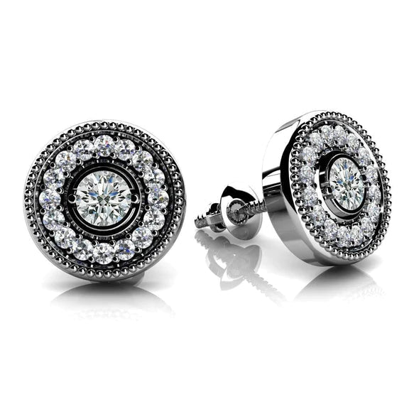 Boucles D'oreilles Rondes 3.10 Carats Réel Diamant En Forme De Cercle En Or Blanc 14K