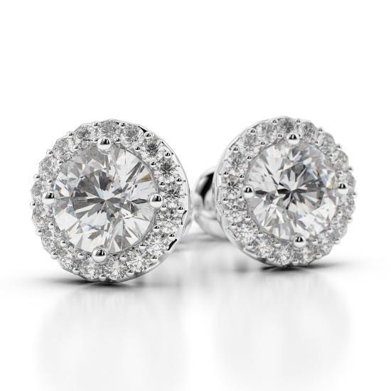 Boucles D'oreilles Rondes 4.60 Carats Avec Véritable Diamants Pour Femmes En Or Blanc 14k