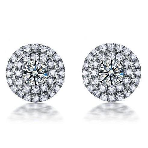 Boucles D'oreilles Rondes Avec Halo De Réel Diamants Taille Brillant De 2.64 Carats Pour Femmes