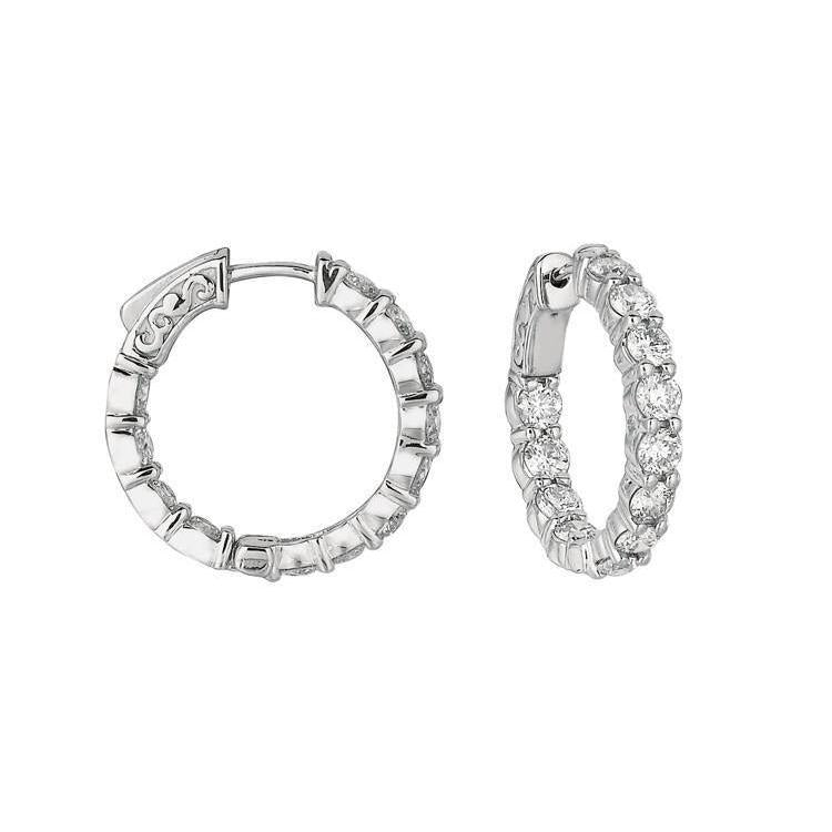 Boucles D'oreilles Rondes Avec Naturel Diamant Brillant De 3.70 Carats. 15 Points. WG 14K