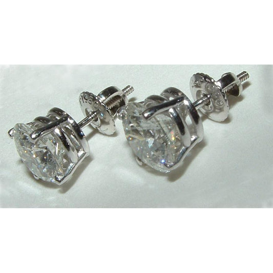 Boucles D'oreilles Rondes En Réel Diamant Brillant Avec Tige Pour Femmes 5 Carats