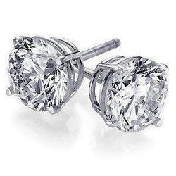 Boucles D'oreilles Rondes En Réel Diamant Solitaire Serti De Griffes De 3.5 Ct En Or Blanc 14K