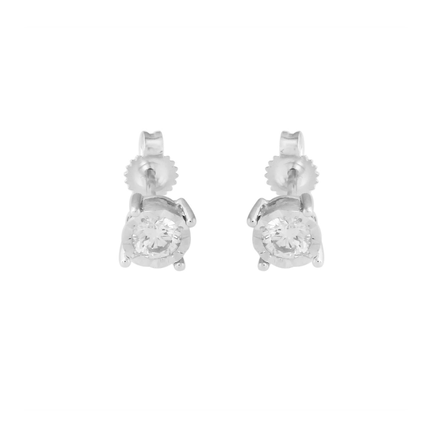 Boucles D'oreilles Rondes En Réel Diamant Taille Brillant Pour Dames 3.0 Carats WG 14K