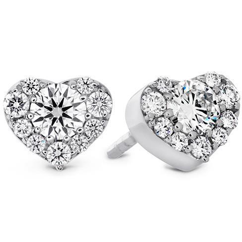 Boucles D'oreilles Rondes En Réeldiamant De Style Coeur Halo Taille Brillant Réel Diamant