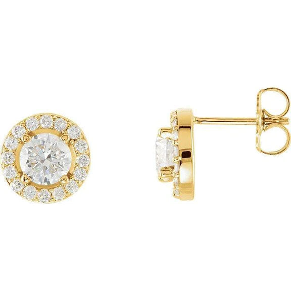 Boucles D'oreilles Scintillantes Avec Halo De Réel Diamants De 2.84 Carats. Neuves En Or Jaune 14k