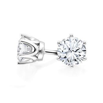 Boucles D'oreilles Serties Couronne Naturel Diamant 3 Ct Dames WG 14K Six Griffes