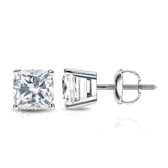 Boucles D'oreilles Serties De Réel Diamants Etincelants De 4.40 Cts Or Blanc 14K