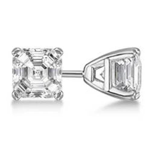 Boucles D'oreilles Solitaires Réel Diamant Taille Asscher Sertie De Griffes 2 Carats WG 14K