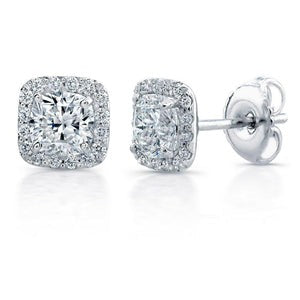 Boucles D'oreilles Tige 4.60 Carats Réel Diamants Scintillants Halo Or Blanc 14K