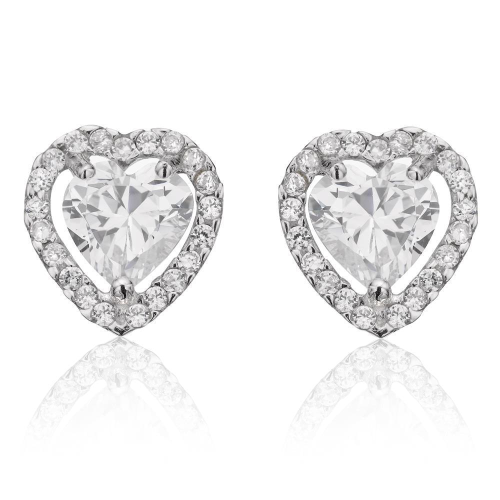 Boucles D'oreilles Tige Halo Coeur De 2.40 Carats Et Naturel Diamants Taille Ronde