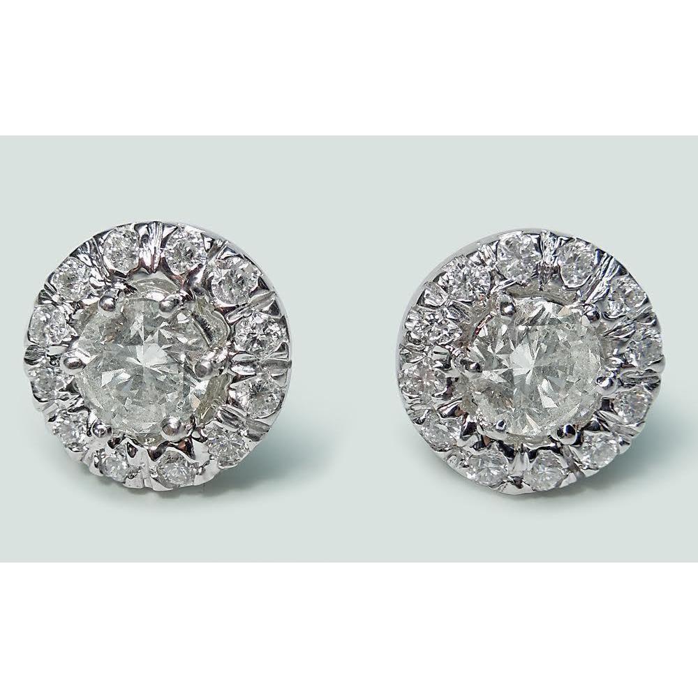 Boucles D'oreilles Véritable Diamant Coupe Ronde Halo 3.20 Ct. Bijoux En Or Blanc