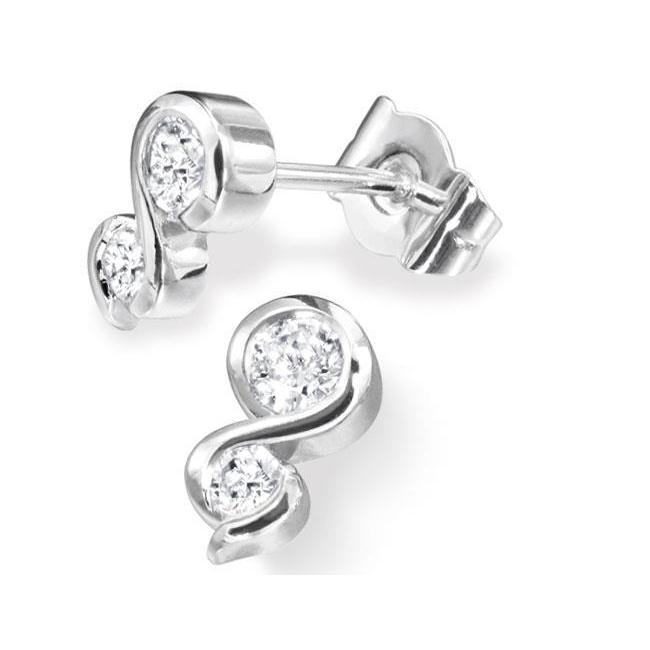 Boucles D'oreilles Véritable Diamant Rondes 2 Ct A Deux Pierres