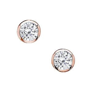 Boucles D'oreilles Véritable Diamants De 2 Carats En Or Rose