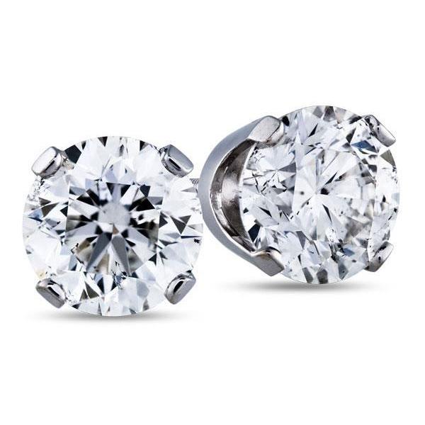 Boucles D'oreilles Véritable Diamants Ronds Etincelants 5 Carats En Or Blanc 14K