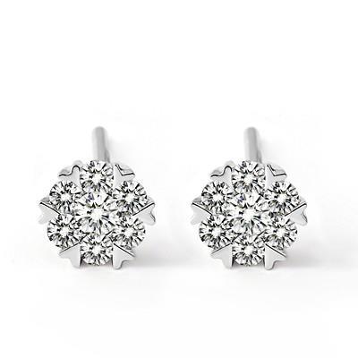Boucles D'oreilles Véritable Diamants Ronds Sertis De Griffes Scintillantes En Or Blanc De 4.60 Ct