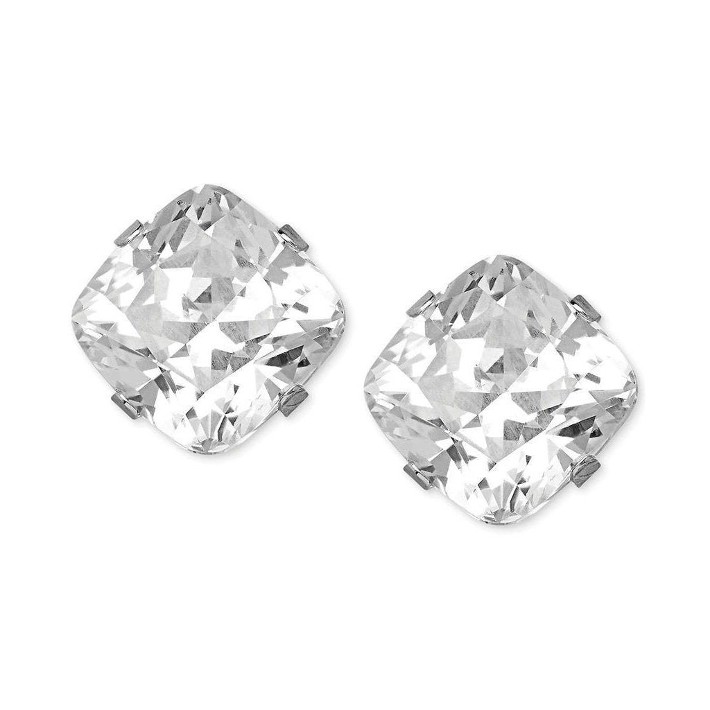 Boucles D'oreilles Véritable Diamants Taille Coussin 2 Carats Sertie Quatre Griffes Or Blanc