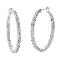 Boucles D'reilles Femmes Créoles En Réel Diamants Ronds De Taille Brillante De 5 Carats Avec Or Blanc