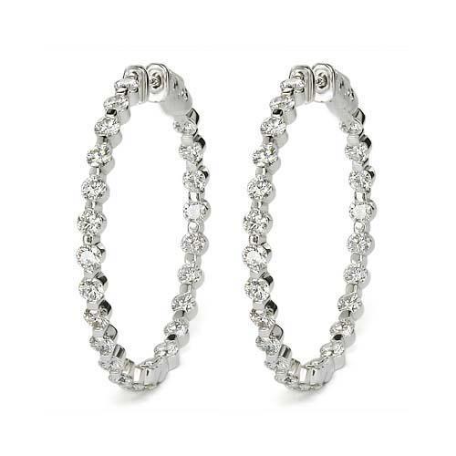 Boucles D'reilles Pour Dames En Or 14K De Taille Brillante Avec 4,50 Carats De Réel Diamants