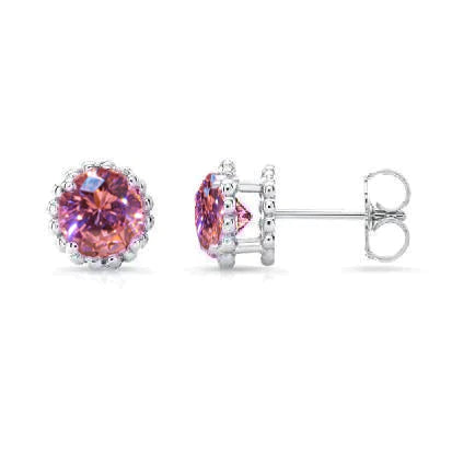 Boucles d'Oreilles Bijoux Saphir Rose