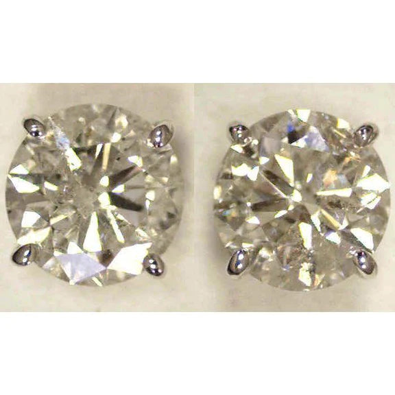 Boucles d'Oreilles Clous Gros Réel Diamants 6 Carats Or Blanc New G VS1