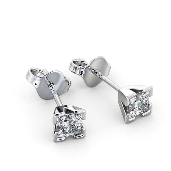 Boucles d'Oreilles Clous Réel Diamant Taille Princesse 1.60 Carats Or Blanc 14K