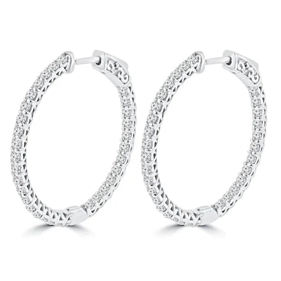 Boucles d'Oreilles Créoles Or Pour Femme Réel Diamants