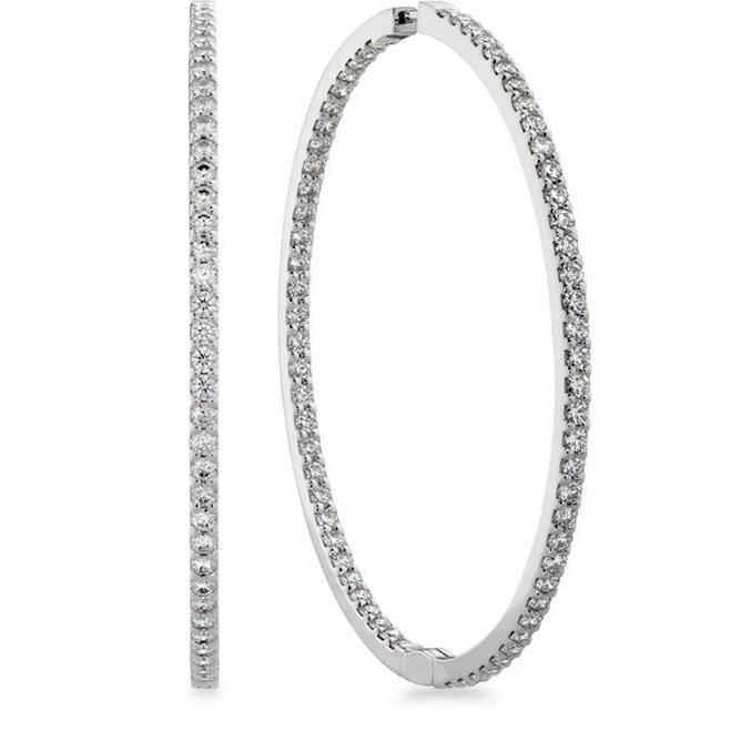 Boucles d'Oreilles Créoles Pour Femme Avec Véritable Diamants Ronds Etincelants De 5.20 Cts En Or 14K