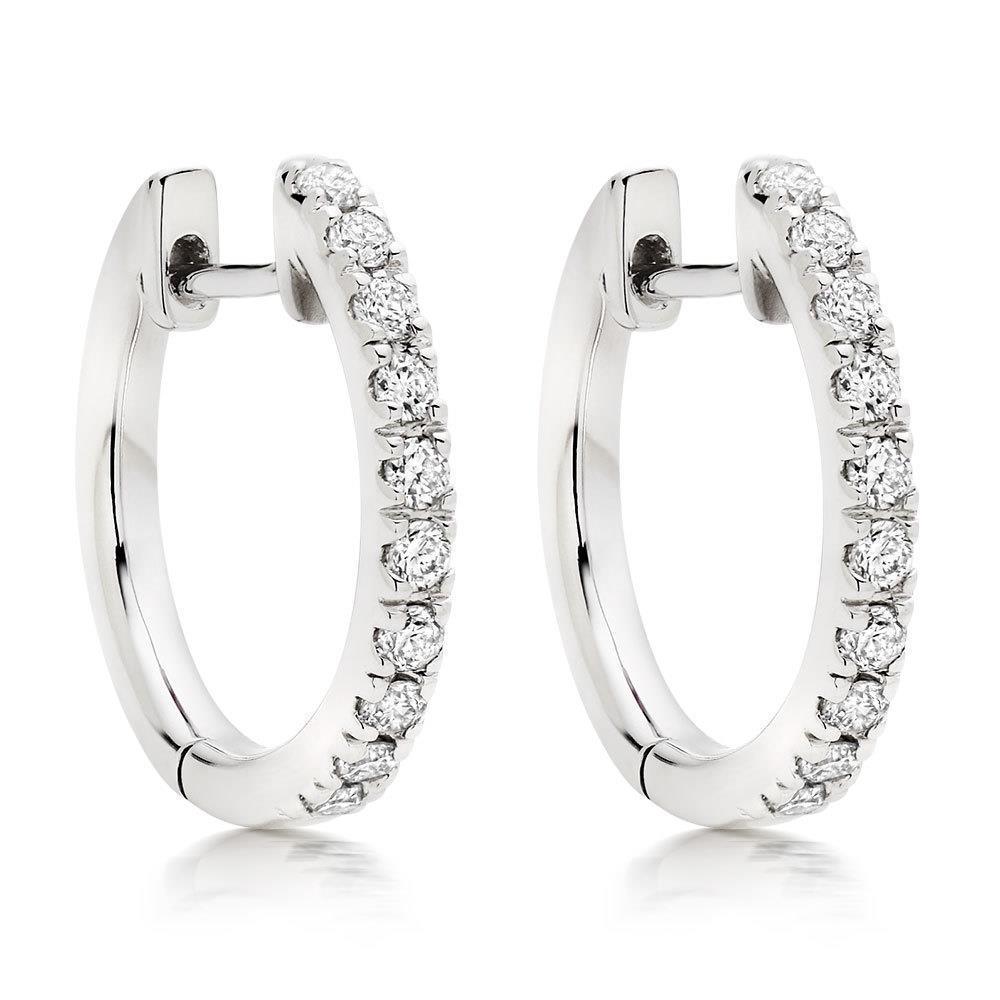 Boucles d'Oreilles Créoles Pour Femmes En Or Blanc 14K Avec 2 Carats De Naturel Diamants.