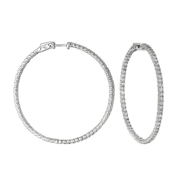 Boucles d'Oreilles Créoles Réel Diamant 6 Ct