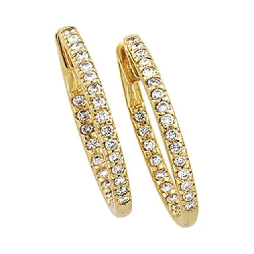 Boucles d'Oreilles Créoles Véritable Diamant Or Jaune 1 Carat