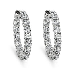 Boucles d'Oreilles En Or Blanc 14K Pour Femmes Avec Véritable Diamants De Taille Ronde 6,40 Carats