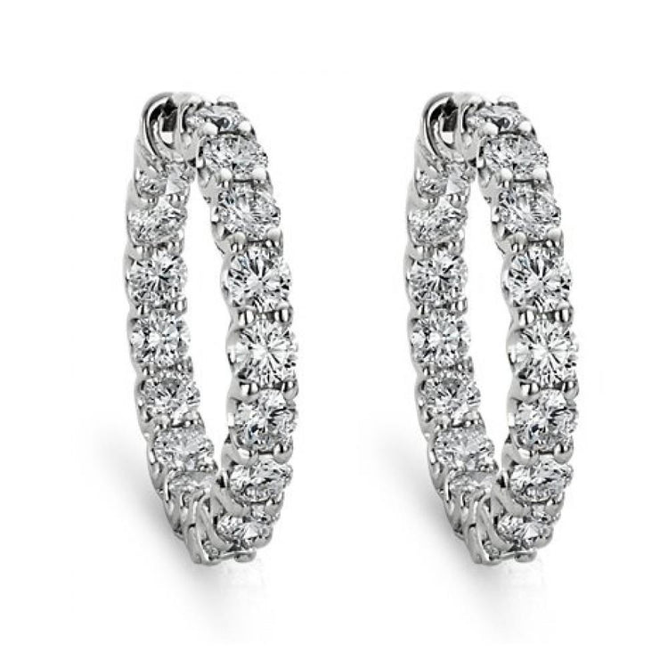 Boucles d'Oreilles En Or Blanc 14K Pour Femmes Avec Véritable Diamants De Taille Ronde 6,40 Carats